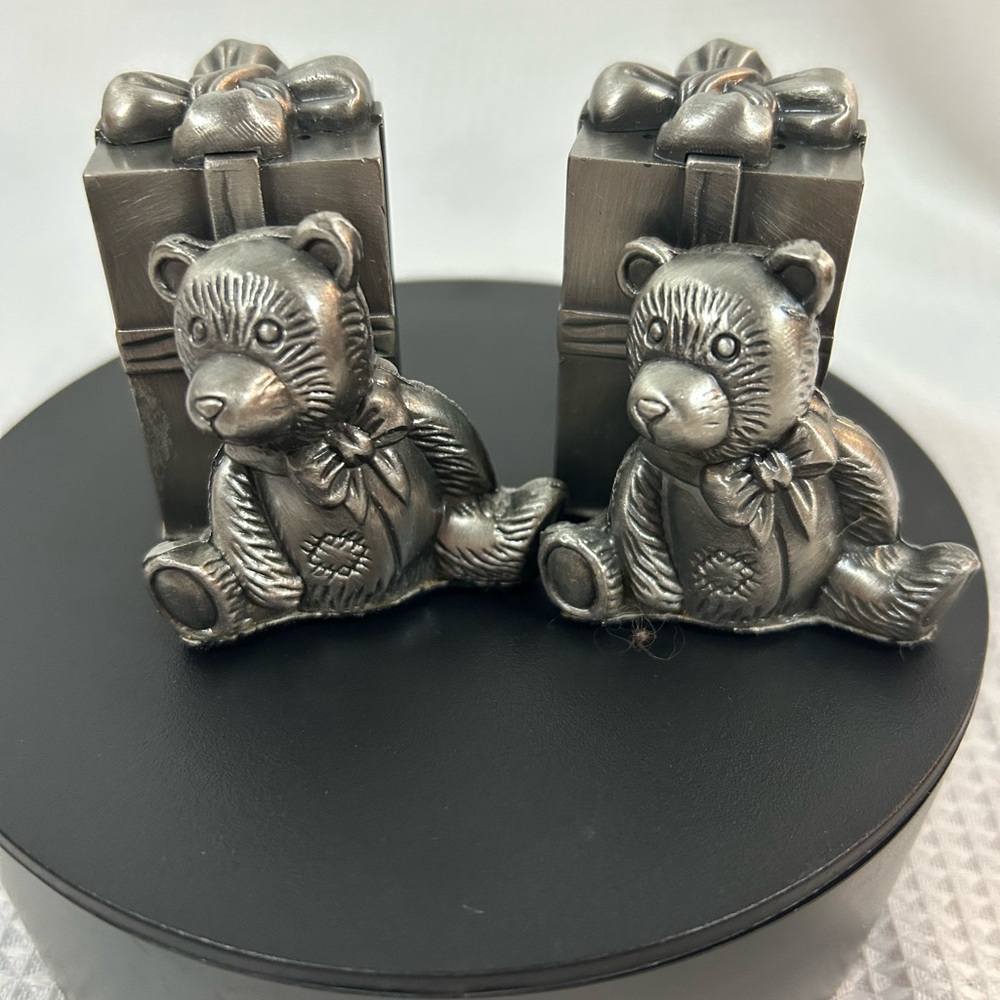 Vintage pewter, teddy bear, salt and pepper shakers